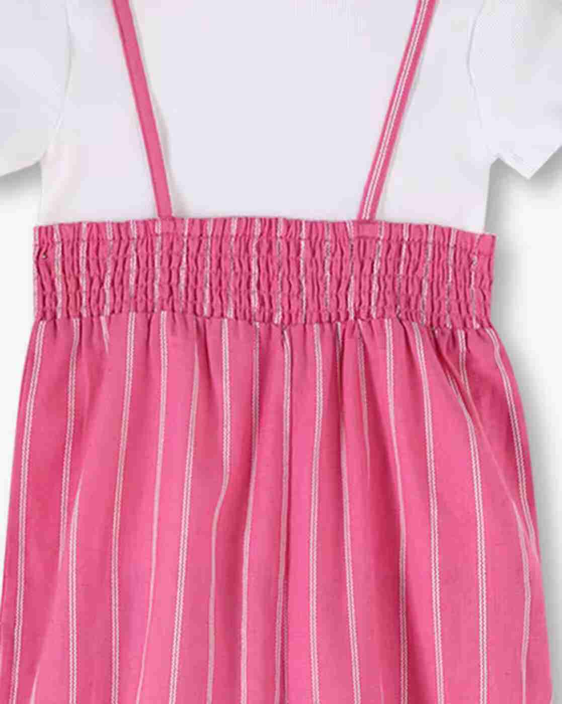 KG FRENDZ | Girls Striped Dungaree & T-Shirt Set|5