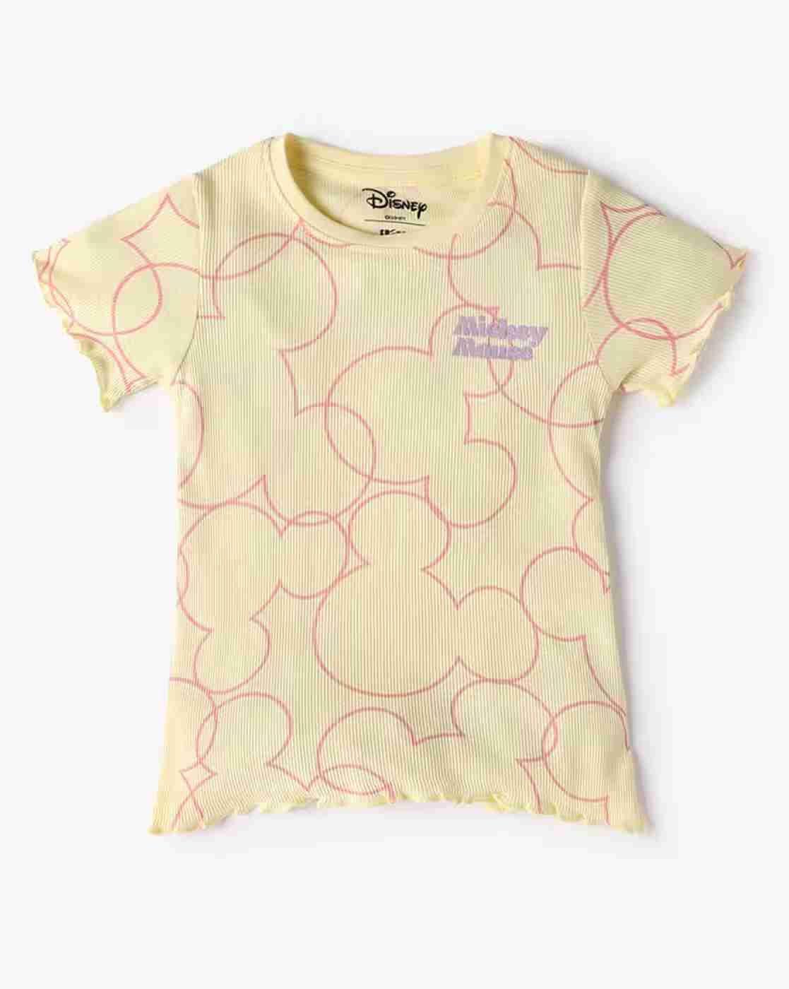 KG FRENDZ | Girls Mickey Mouse Print Crew-Neck T-Shirt|0