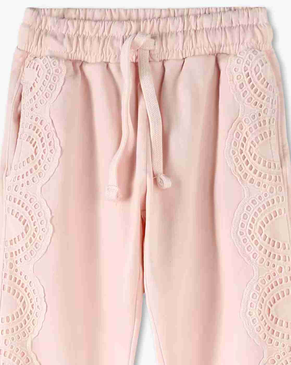 KG FRENDZ | Girls Schiffli Side Lace Mid-Rise Tapered Fit Pants|2
