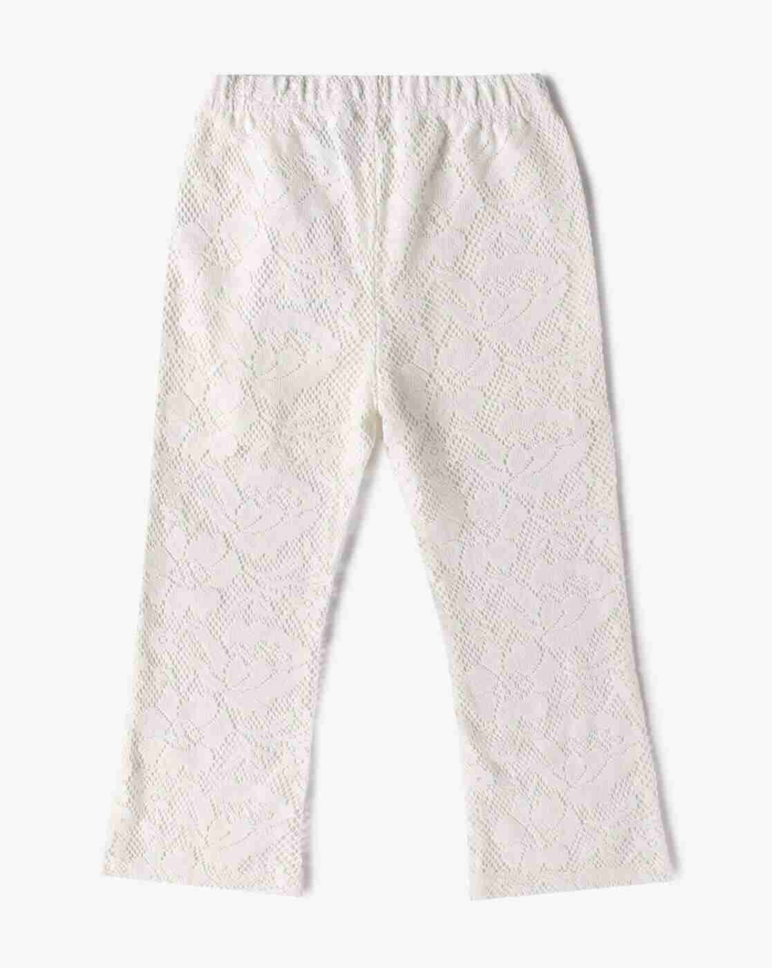 KG FRENDZ | Girls Lace Tapered Fit Pants with Elasticated Waist|1