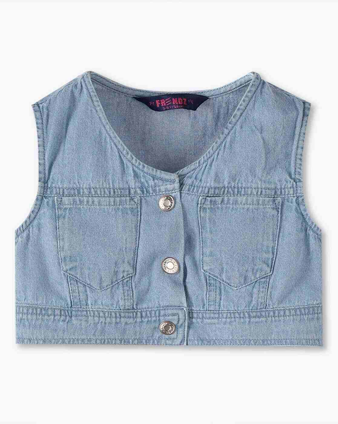 KG FRENDZ | Girls Floral Print Dress with Denim Jacket|1