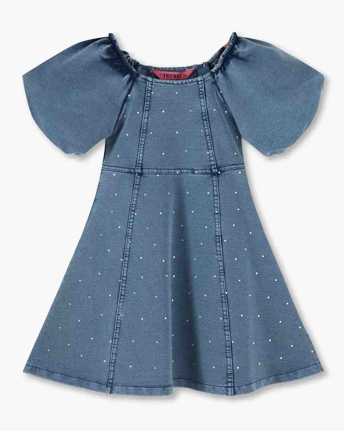 KG FRENDZ | Girls Embellished A-Line Dress|0