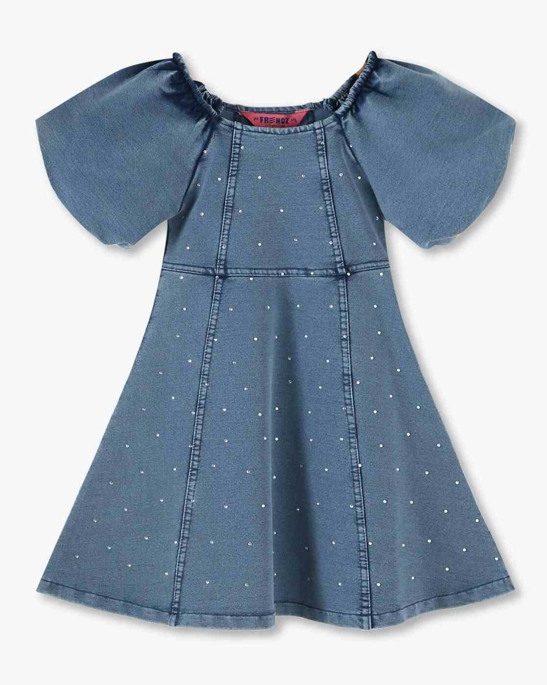 KG FRENDZ | Girls Embellished A-Line Dress|0