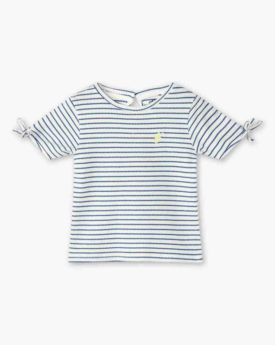 KG FRENDZ | Girls Striped Round-Neck Top & Pants Set|1