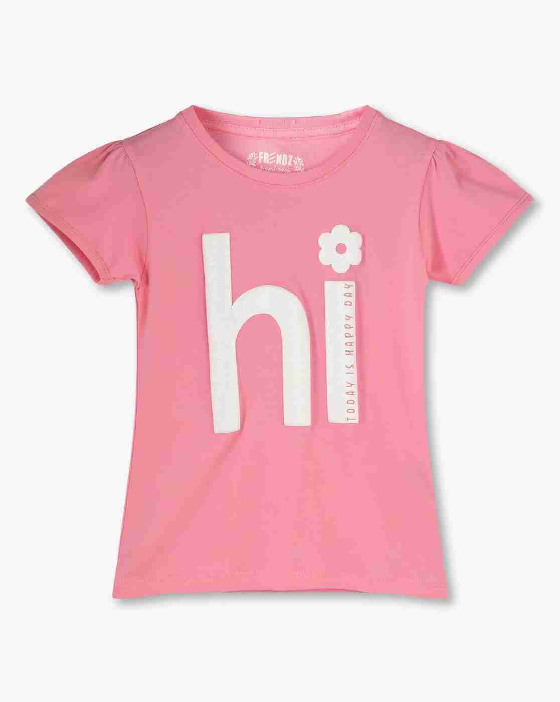 KG FRENDZ | Girls Typographic Print Slim Fit Round-Neck T-Shirt|0