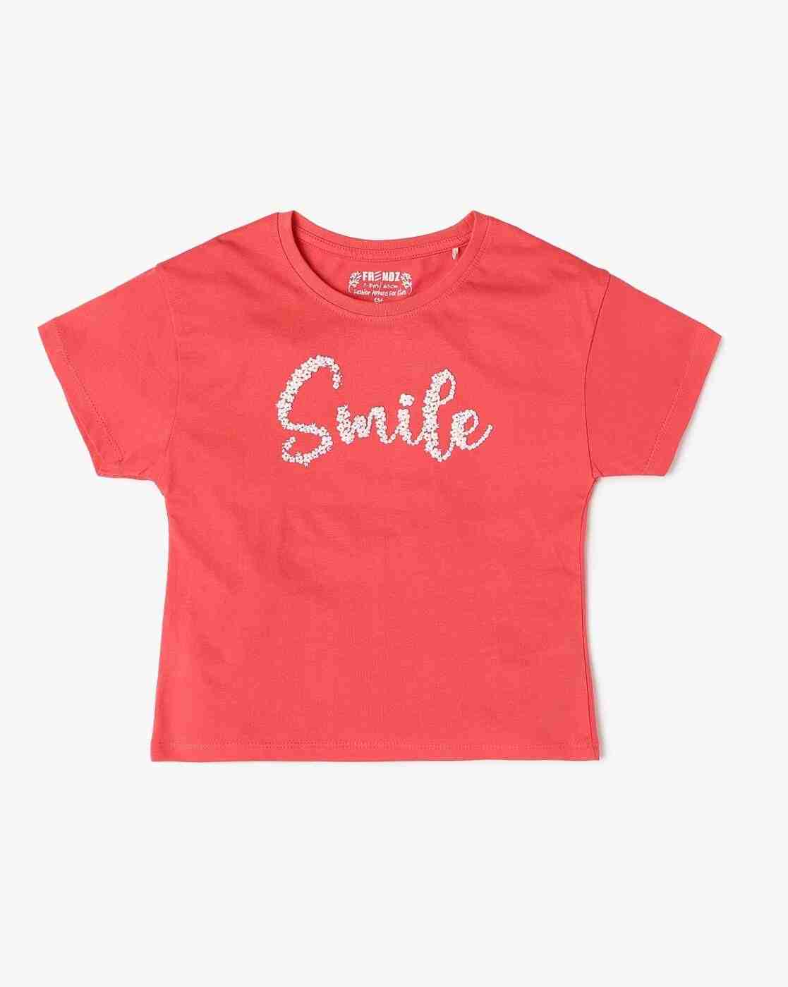 KG FRENDZ | Girls Embellished Regular Fit Round-Neck T-Shirt|0