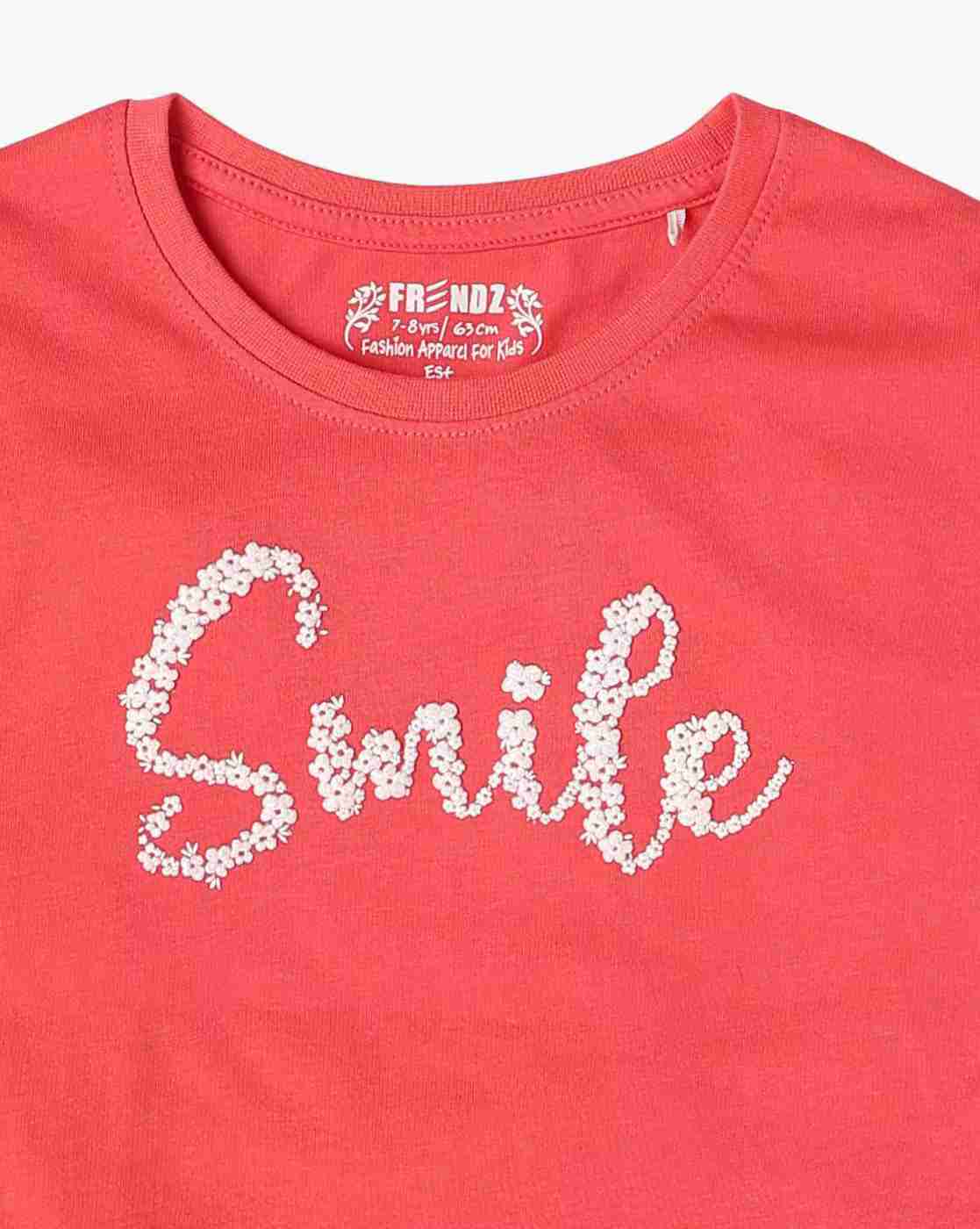 KG FRENDZ | Girls Embellished Regular Fit Round-Neck T-Shirt|2