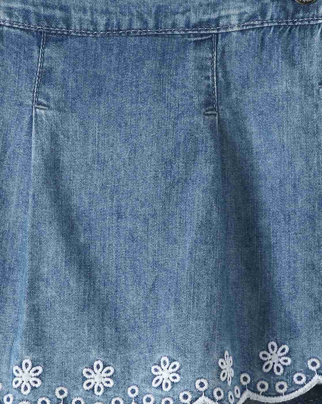 KG FRENDZ | Girls Schiffli Embroidered Denim Skorts|2