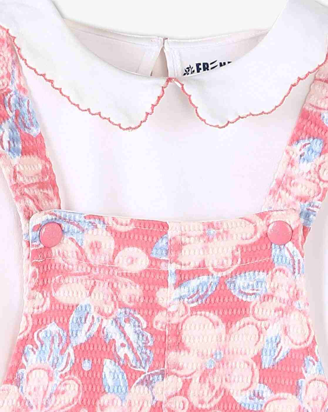 KG FRENDZ | Girls Floral Print Regular Fit Cotton Dungaree|5