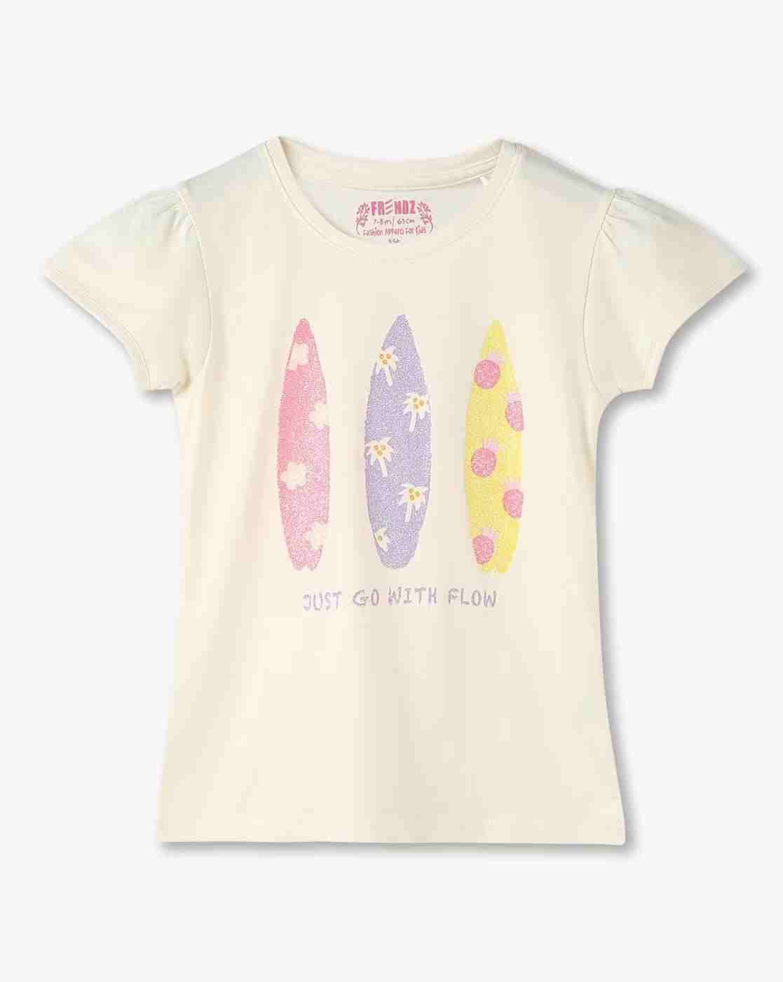 KG FRENDZ | Girls Graphic Print Relaxed Fit Round-Neck T-Shirt|0