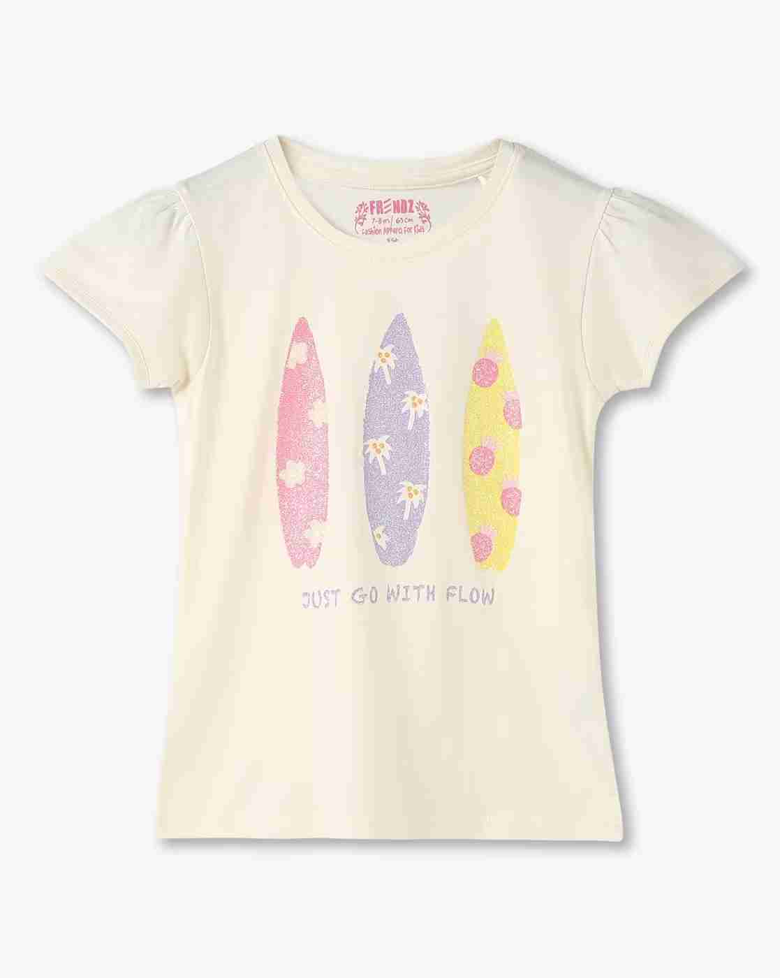 KG FRENDZ | Girls Graphic Print Relaxed Fit Round-Neck T-Shirt|0