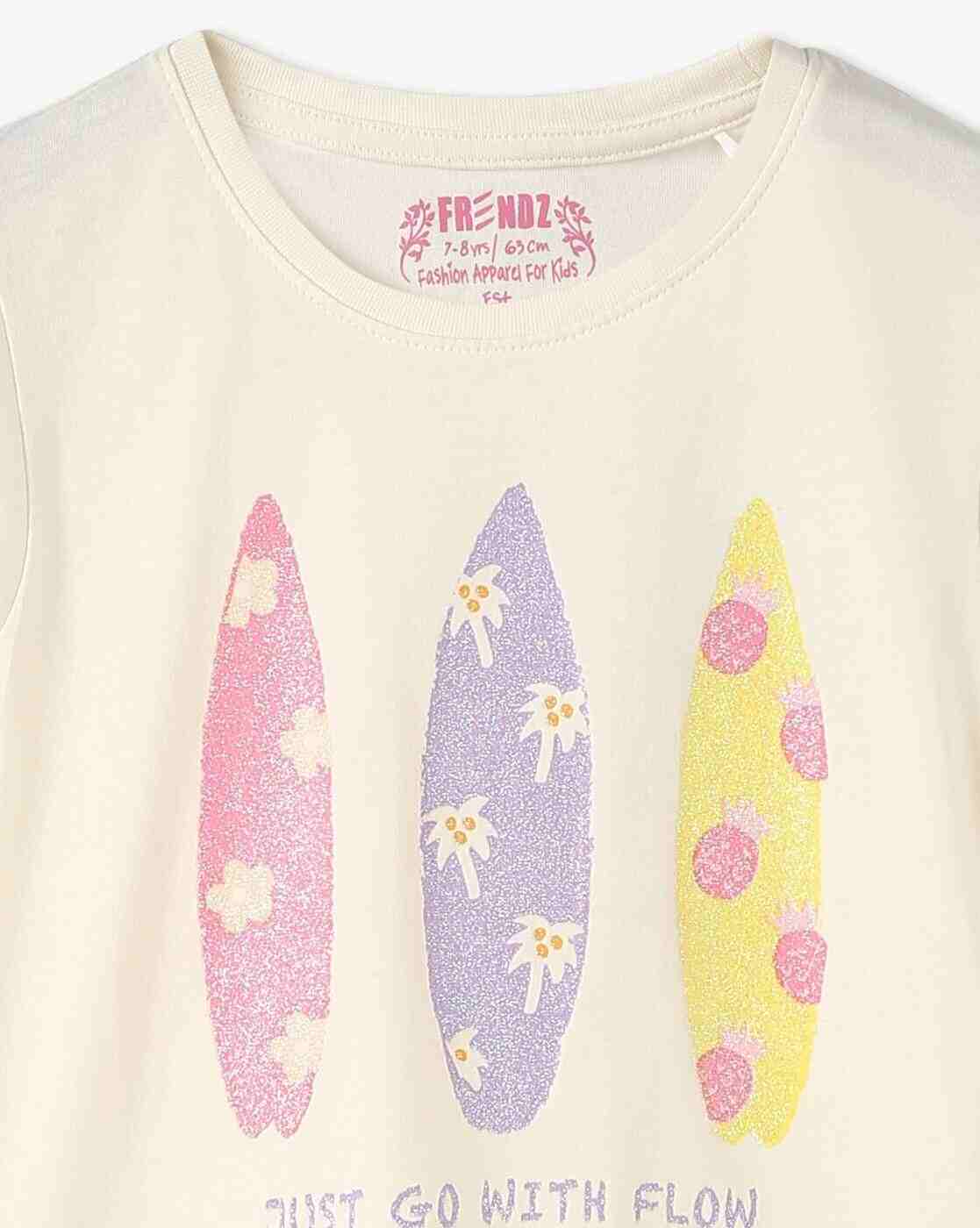 KG FRENDZ | Girls Graphic Print Relaxed Fit Round-Neck T-Shirt|2