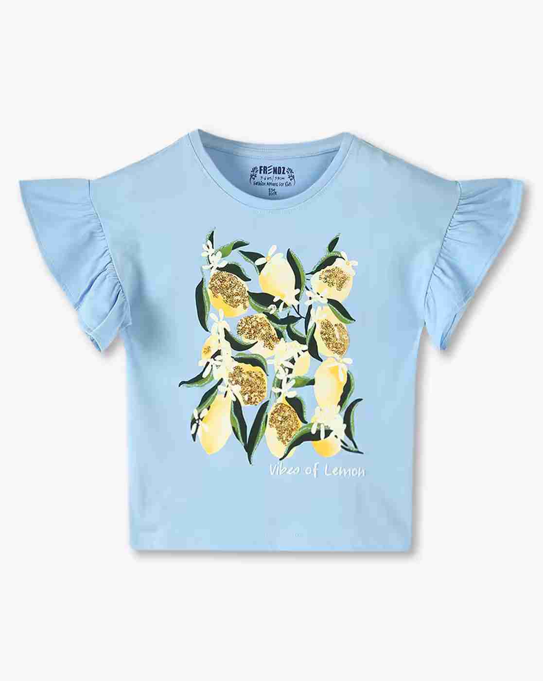 KG FRENDZ | Girls Floral Print Regular Fit Round-Neck T-Shirt|0