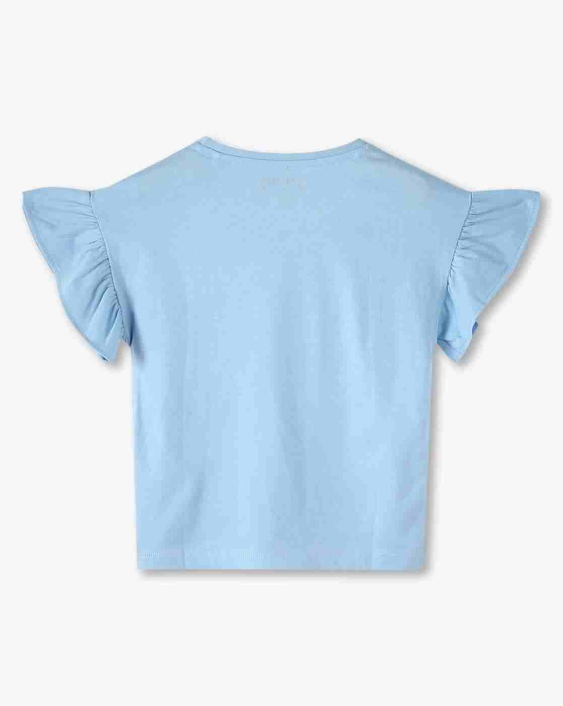 KG FRENDZ | Girls Floral Print Regular Fit Round-Neck T-Shirt|1