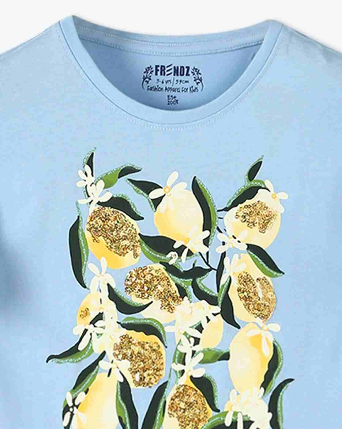 KG FRENDZ | Girls Floral Print Regular Fit Round-Neck T-Shirt|2