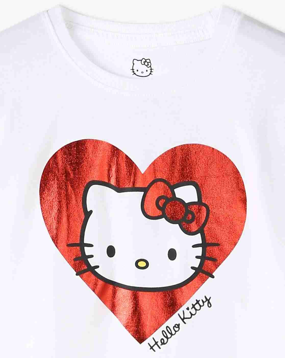 KG FRENDZ | Girls Hello Kitty Print Relaxed Fit Crew-Neck T-Shirt|2