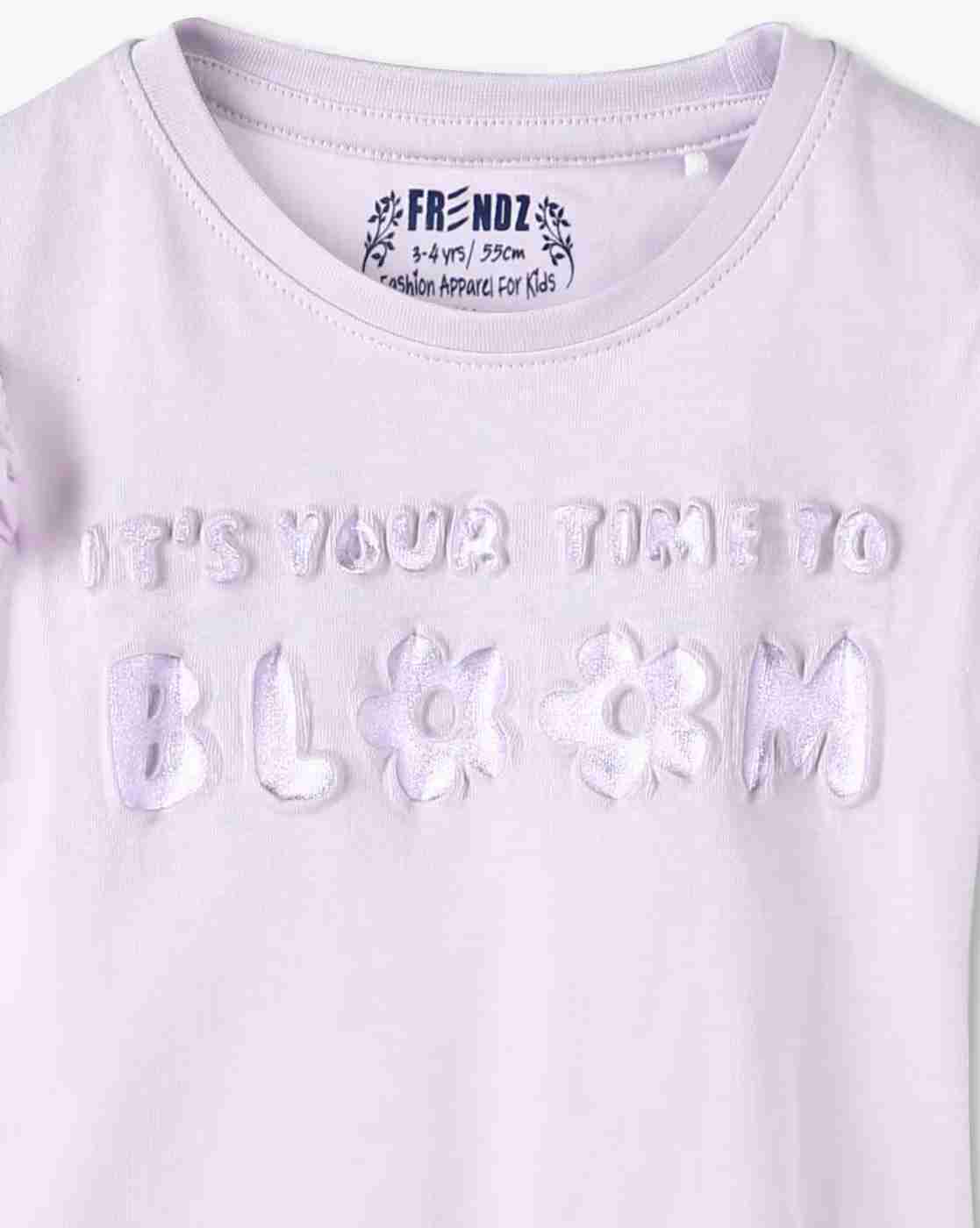 KG FRENDZ | Girls Typographic Embossed Slim Fit Round-Neck T-Shirt|2