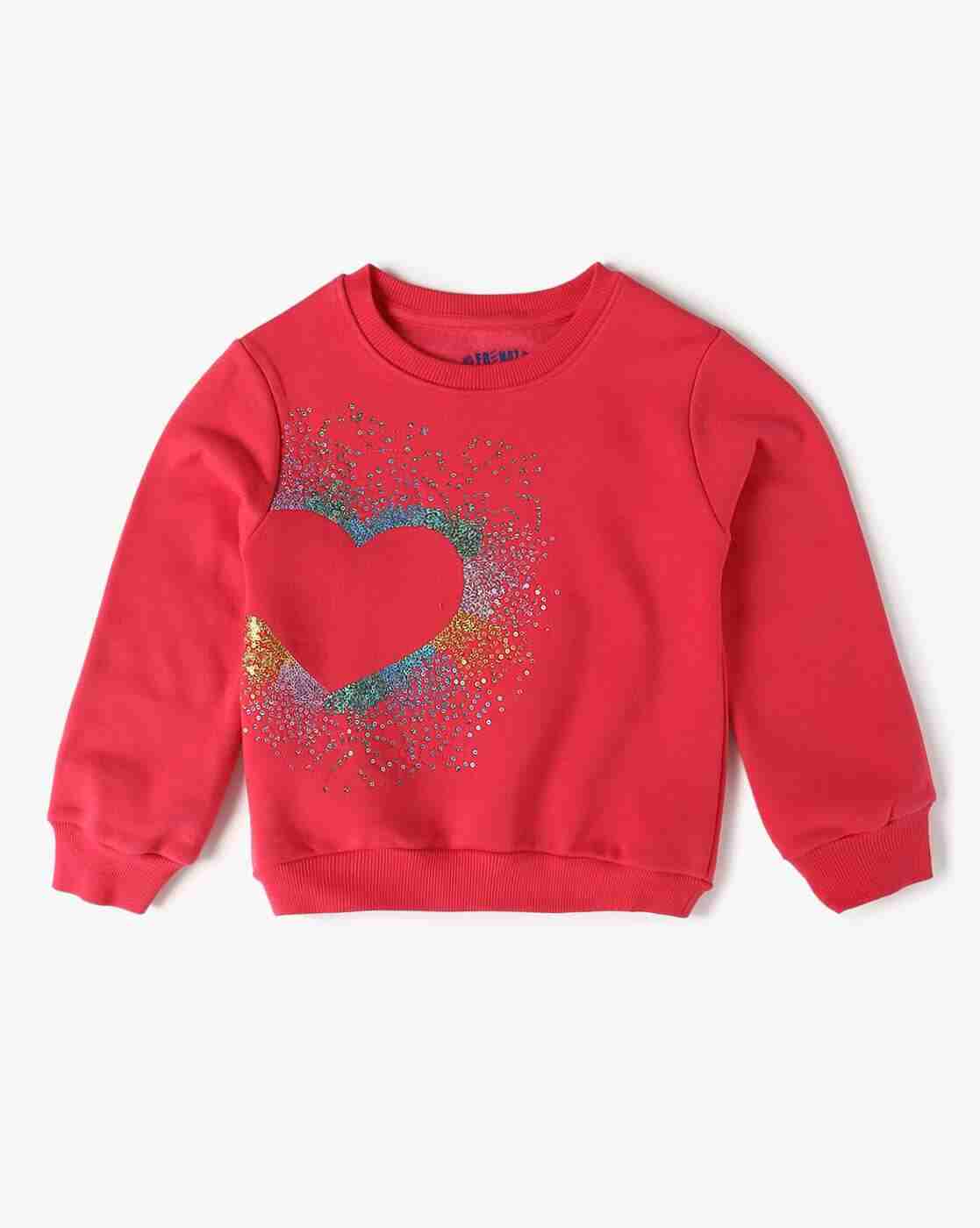 KG FRENDZ | Girls Heart Embellished Regular Fit Sweatshirt|0