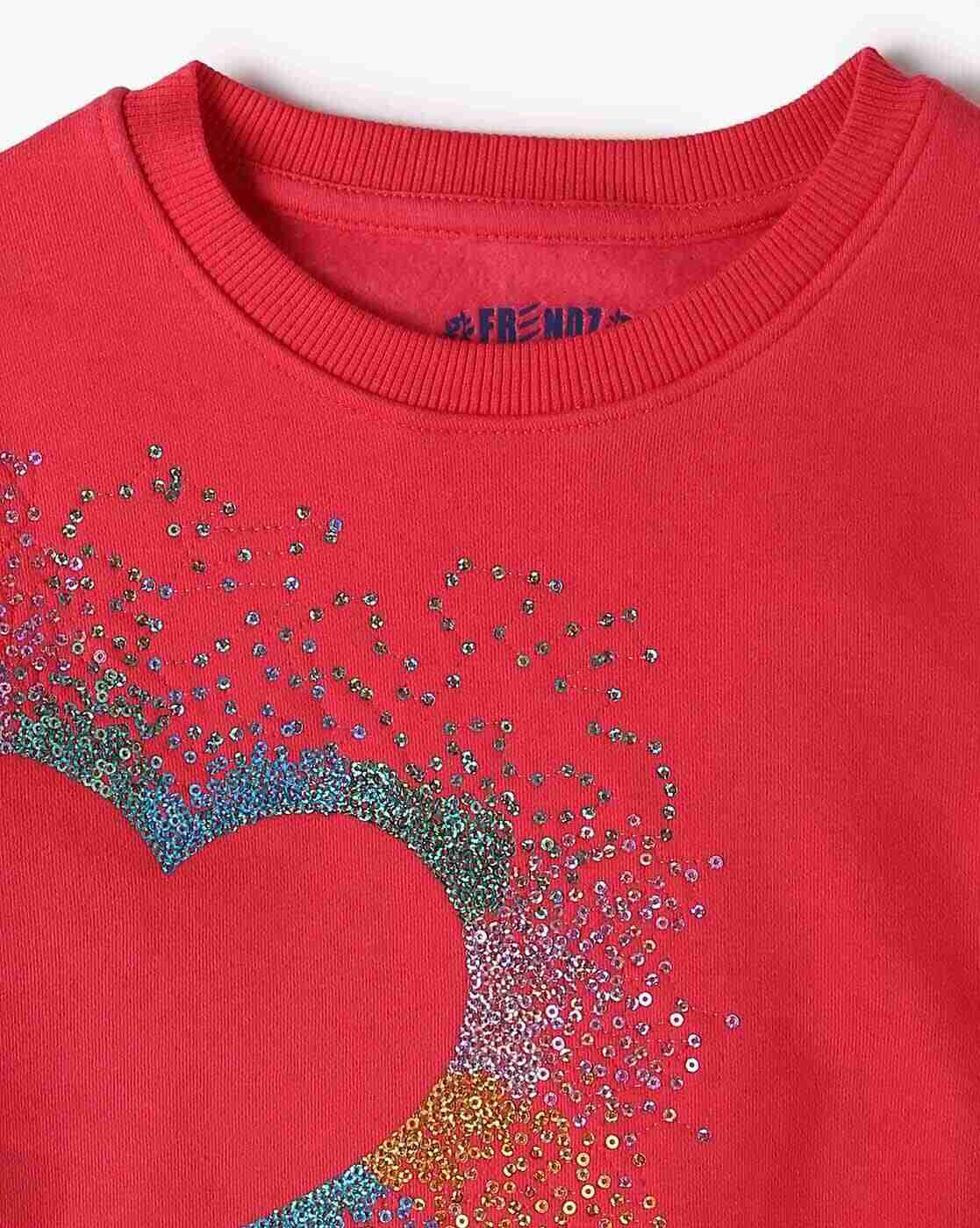 KG FRENDZ | Girls Heart Embellished Regular Fit Sweatshirt|2