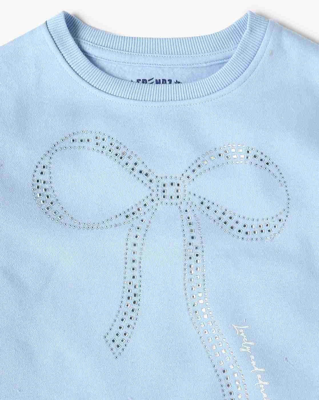 KG FRENDZ | Girls Bow Embellished Regular Fit Sweatshirt|2