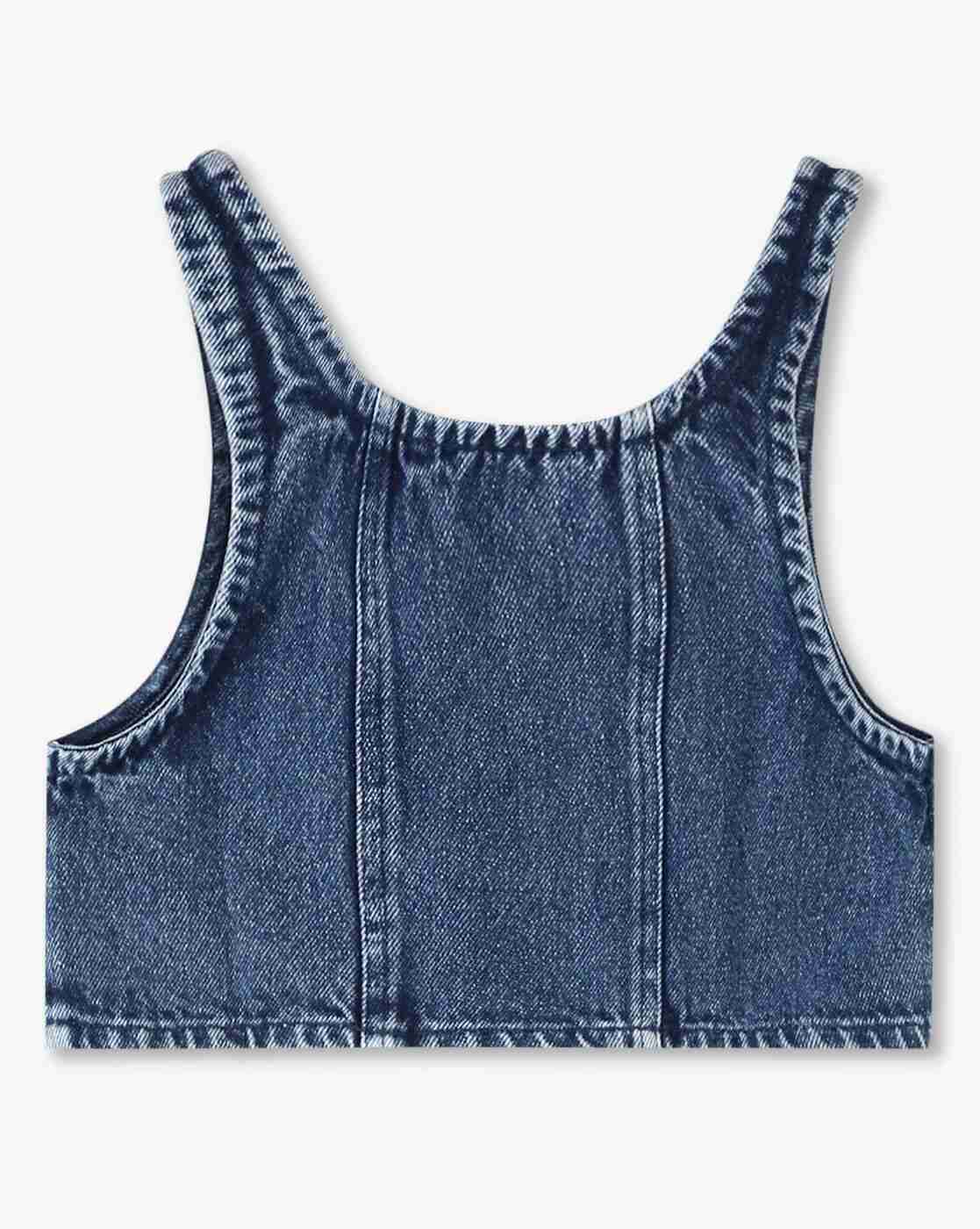 KG FRENDZ | Girls Twofer Regular Fit Top with Washed Denim Vest|2