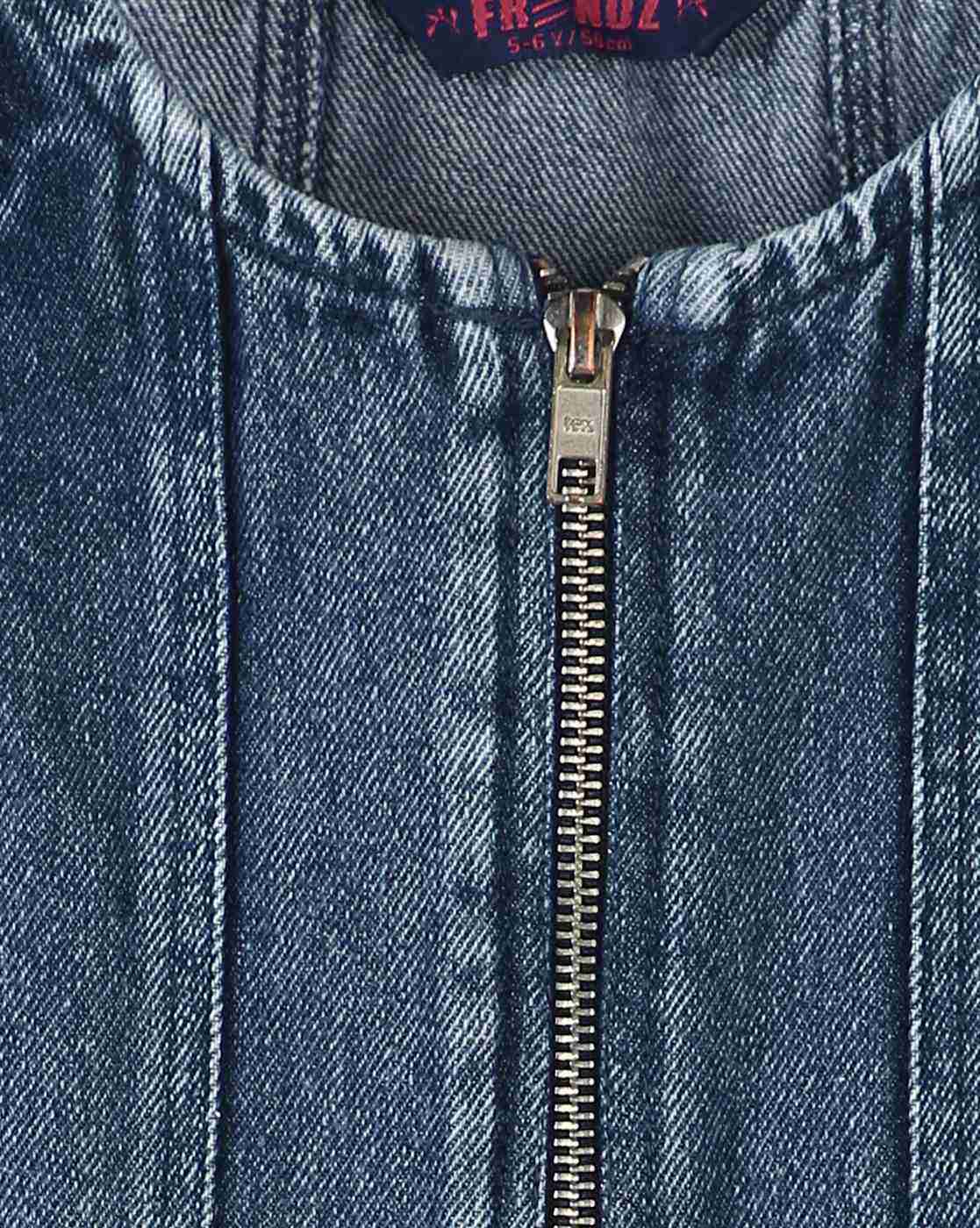 KG FRENDZ | Girls Twofer Regular Fit Top with Washed Denim Vest|5