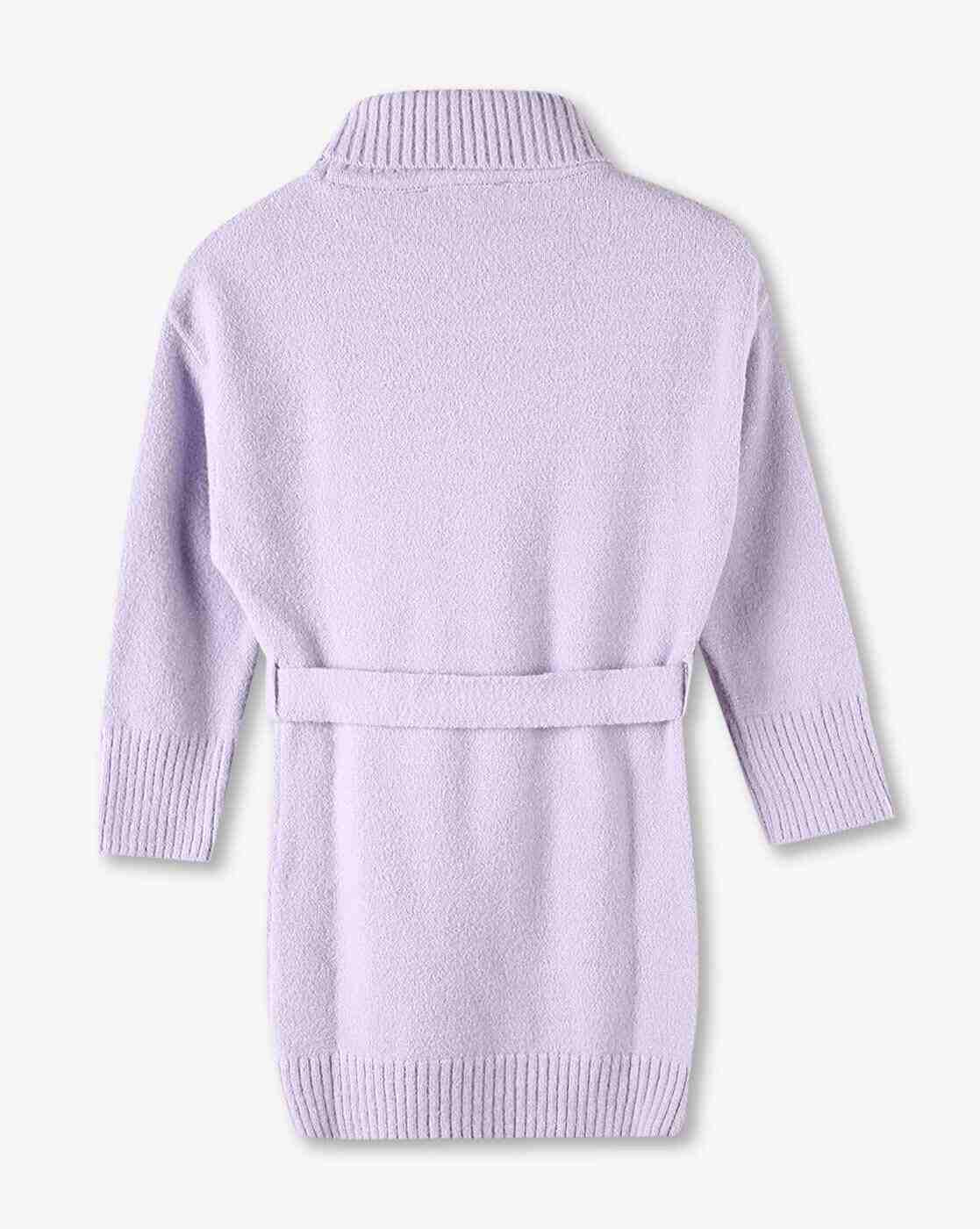 KG FRENDZ | Girls Ribbed High-Neck Sweater Dress with Waist Belt|1