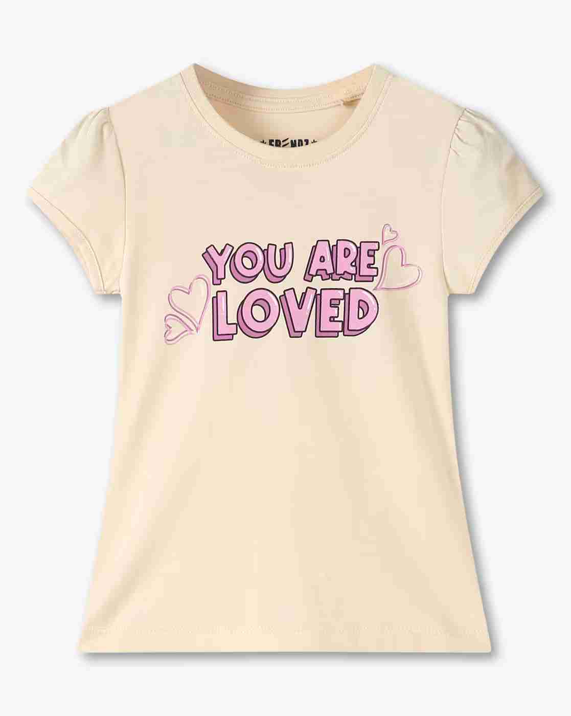 KG FRENDZ | Girls Typographic Print Regular Fit Round-Neck T-Shirt|0