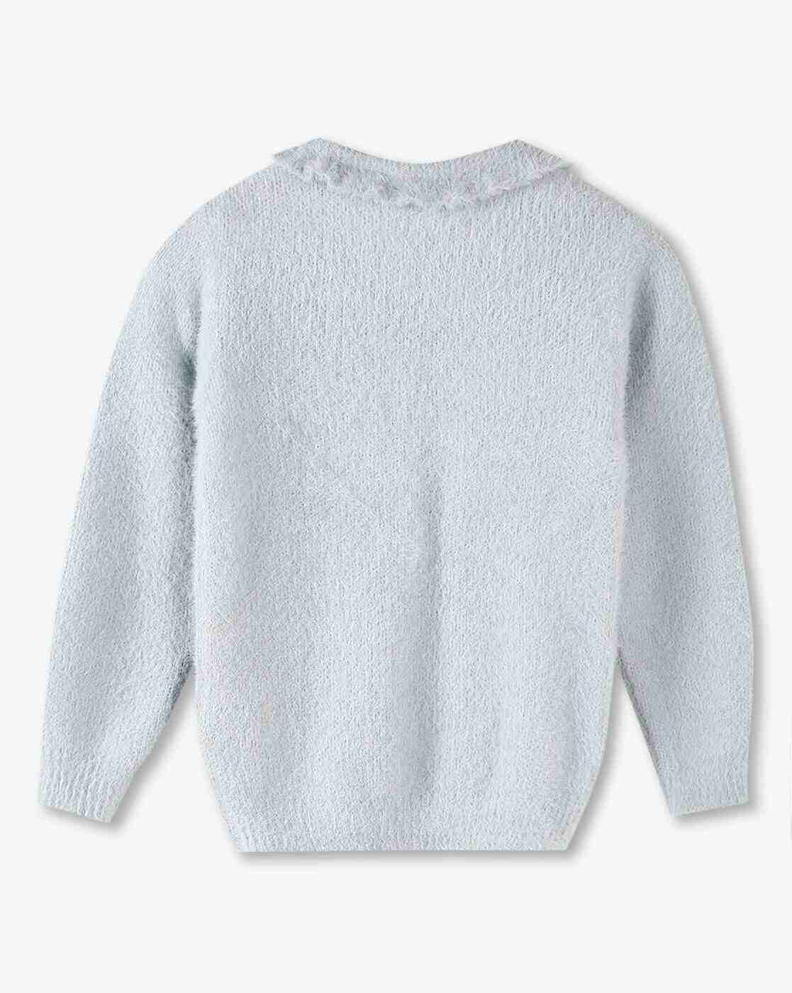 KG FRENDZ | Girls Heart Rouching Round-Neck Sweater|1