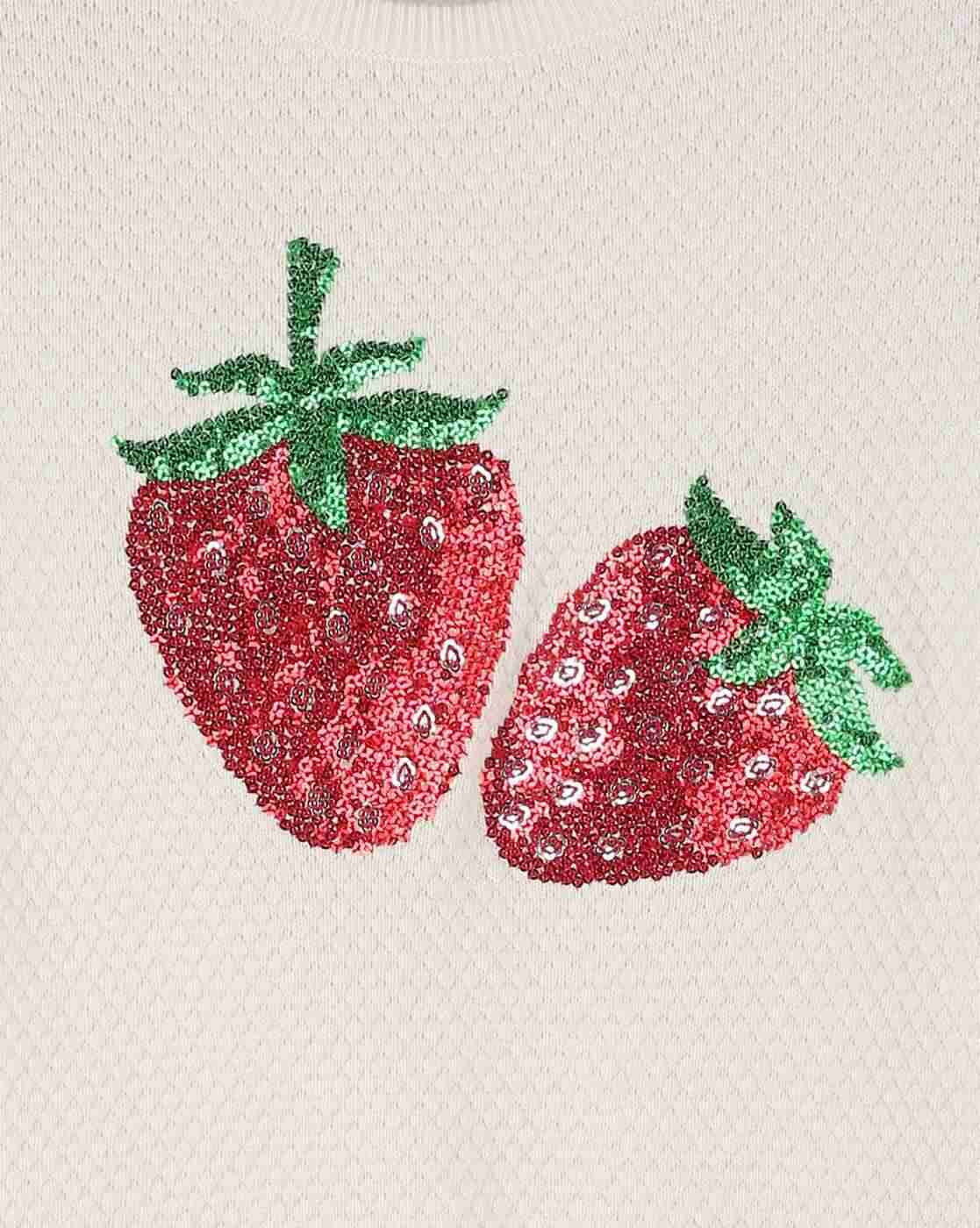 KG FRENDZ | Girls Strawberry Embellished Round-Neck Sweatshirt|2