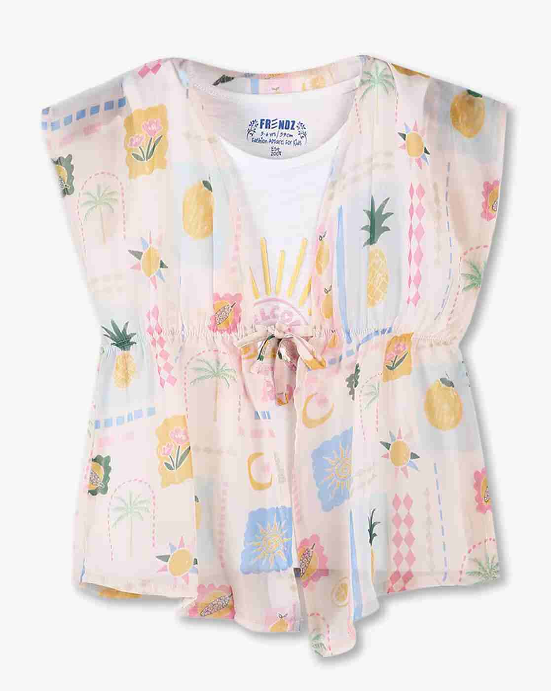 KG FRENDZ | Girls All-Over Print Regular Fit Round-Neck T-Shirt|0