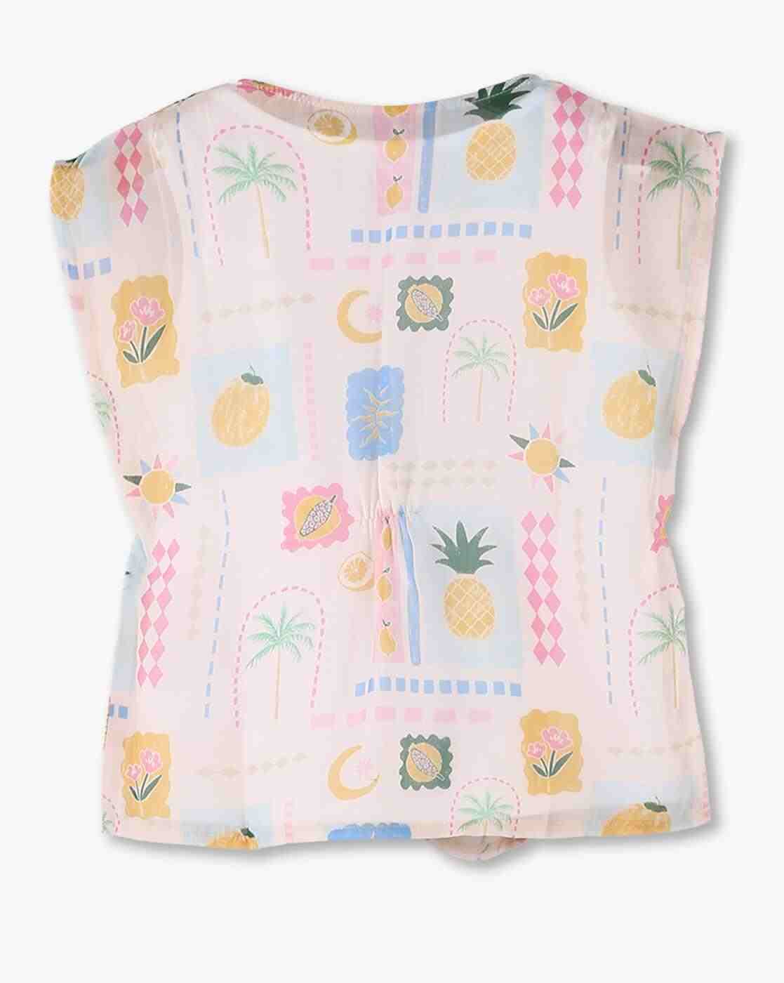 KG FRENDZ | Girls All-Over Print Regular Fit Round-Neck T-Shirt|1