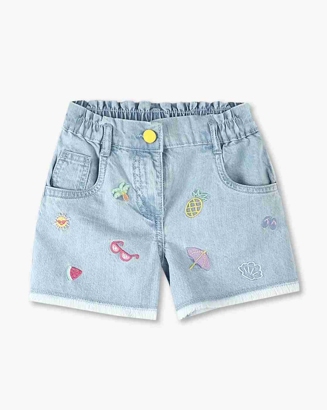KG FRENDZ | Girls Embroidered Regular Fit Shorts|0