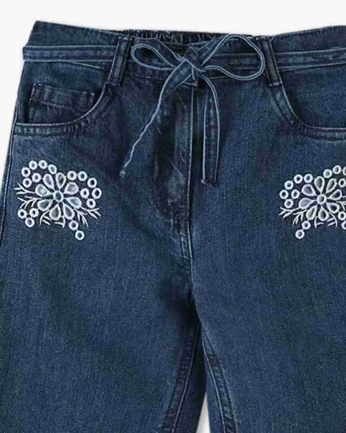 KG FRENDZ | Girls Embroidered Relaxed Fit Jeans|2
