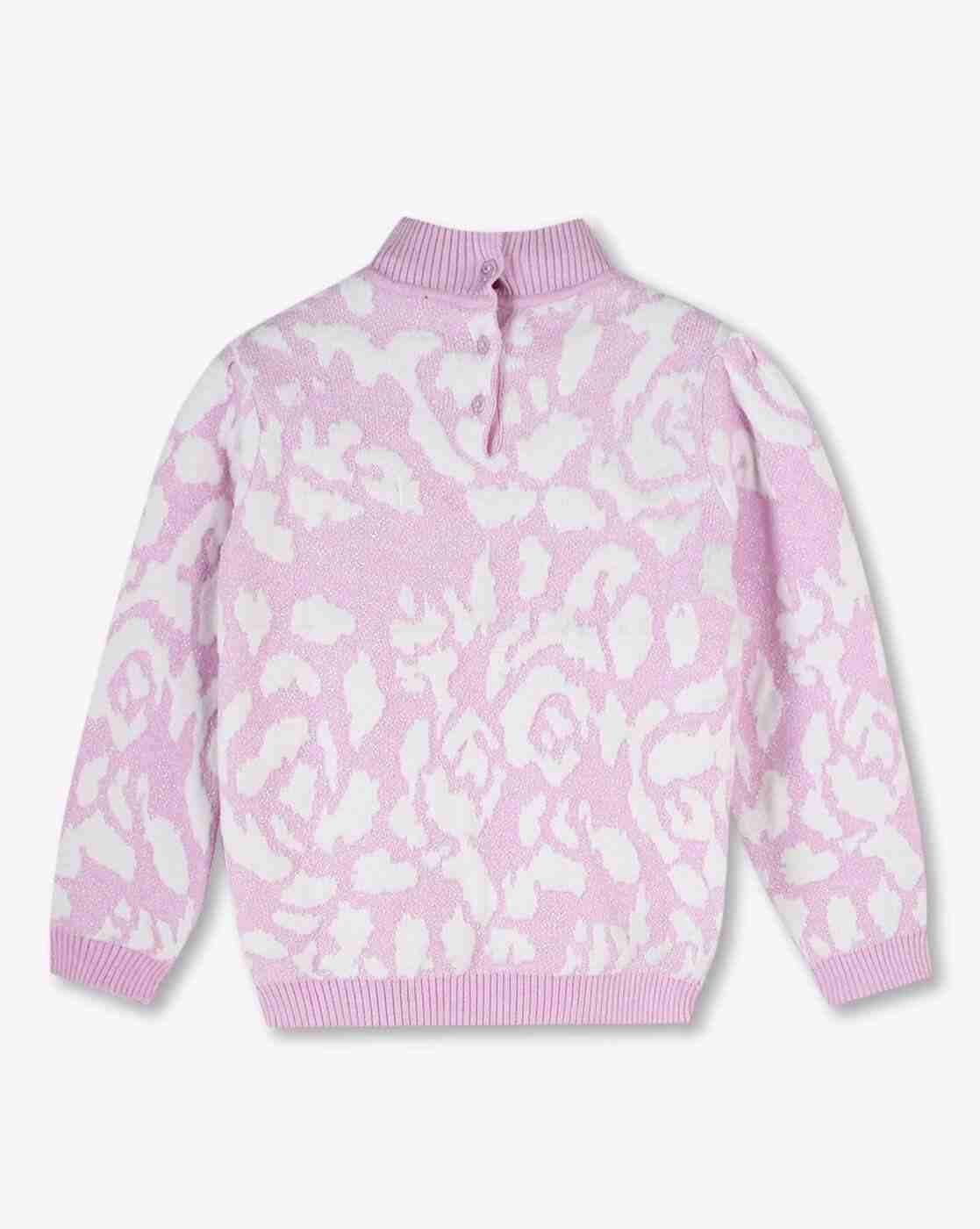 KG FRENDZ | Girls Boucle Rose Patterned High-Neck Sweater|1