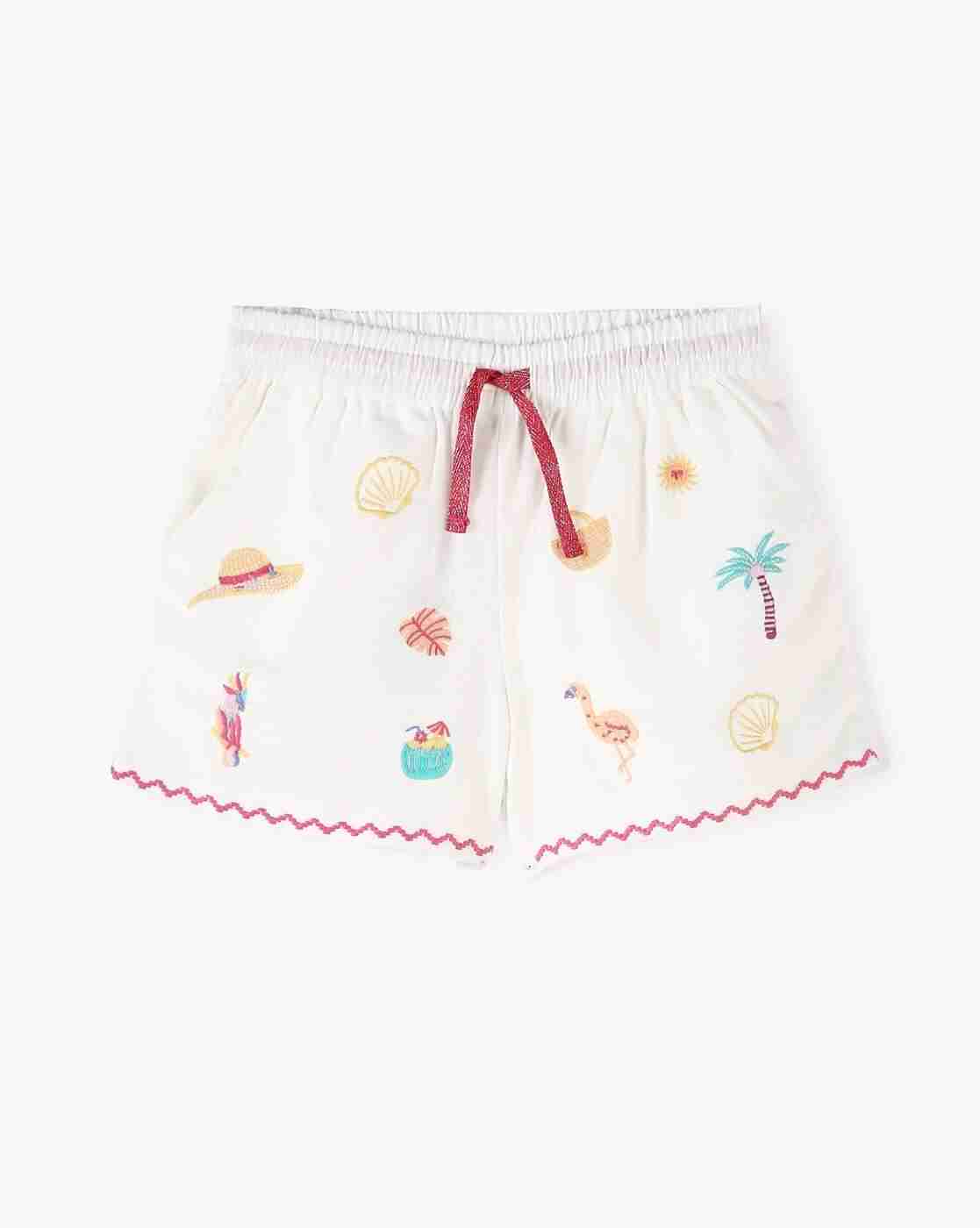 KG FRENDZ | Girls Embroidered Regular Fit Shorts|0