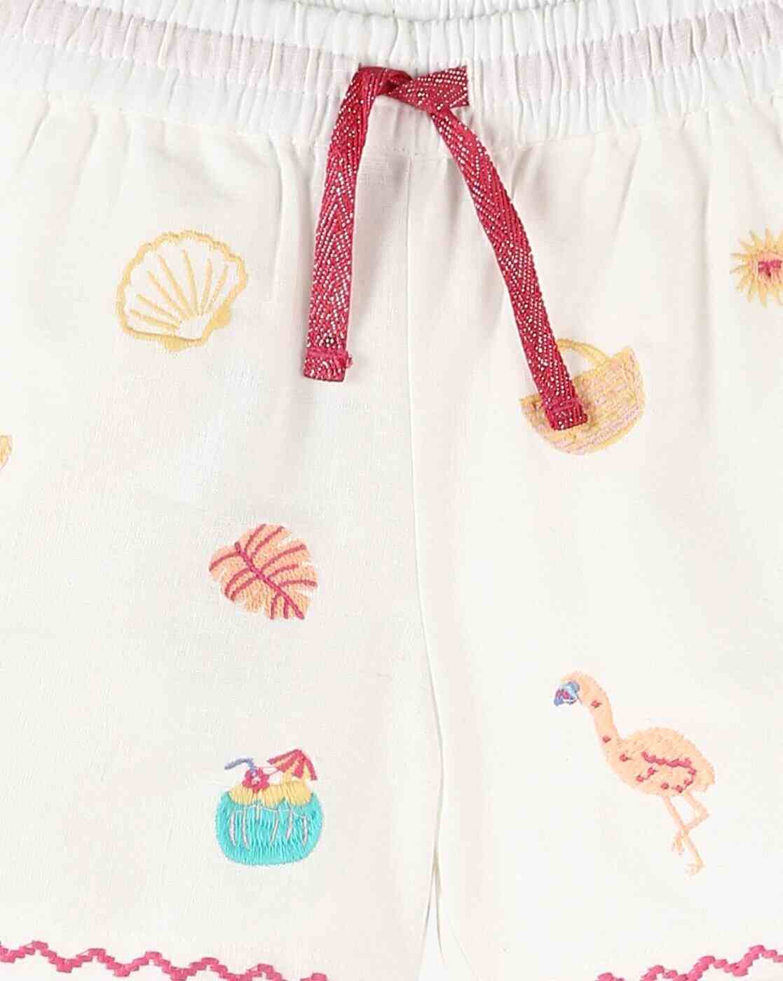 KG FRENDZ | Girls Embroidered Regular Fit Shorts|2