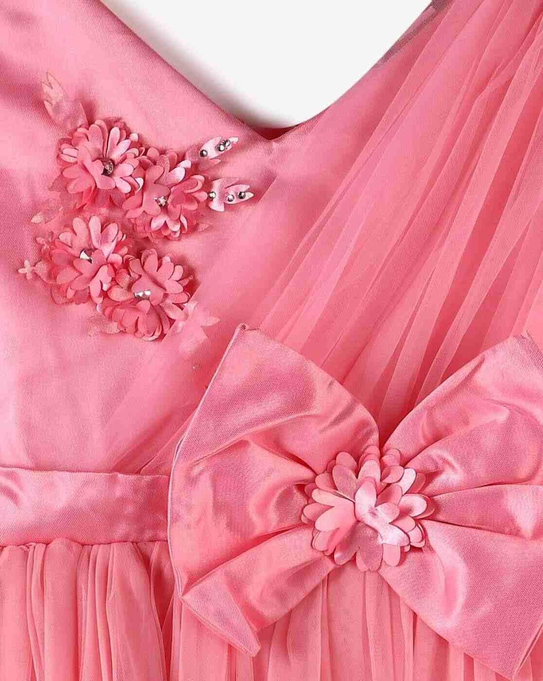 KG FRENDZ | Girls Fit & Flare Tulle Dress with Bow Applique|2