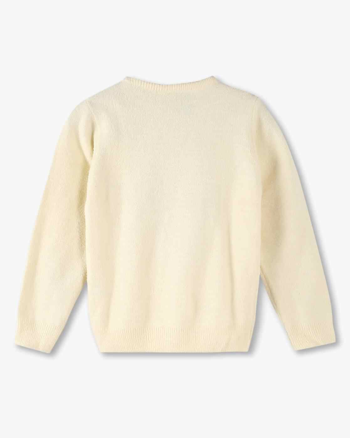 KG FRENDZ | Girls Embroidered Round-Neck Sweater|1