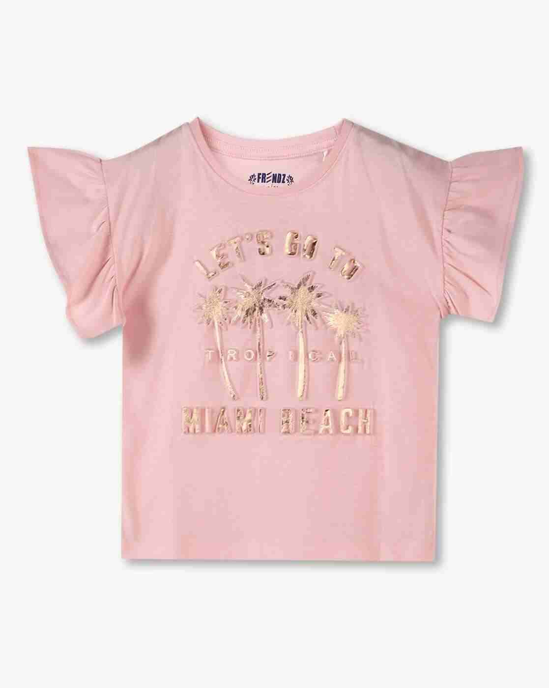 KG FRENDZ | Girls Miami Print Boxy Fit Round-Neck T-Shirt|0