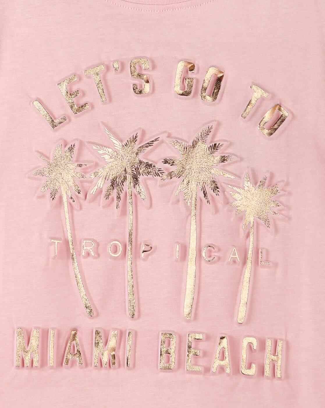 KG FRENDZ | Girls Miami Print Boxy Fit Round-Neck T-Shirt|2