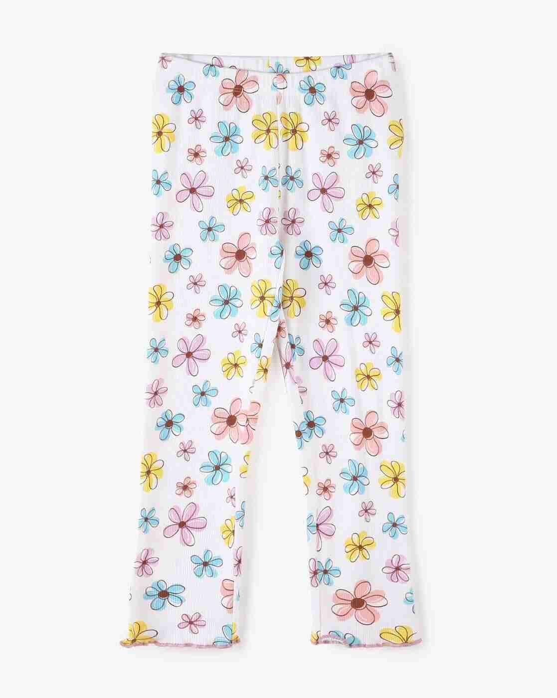 KG FRENDZ | Girls Floral Print Mid-Rise Leggings|0
