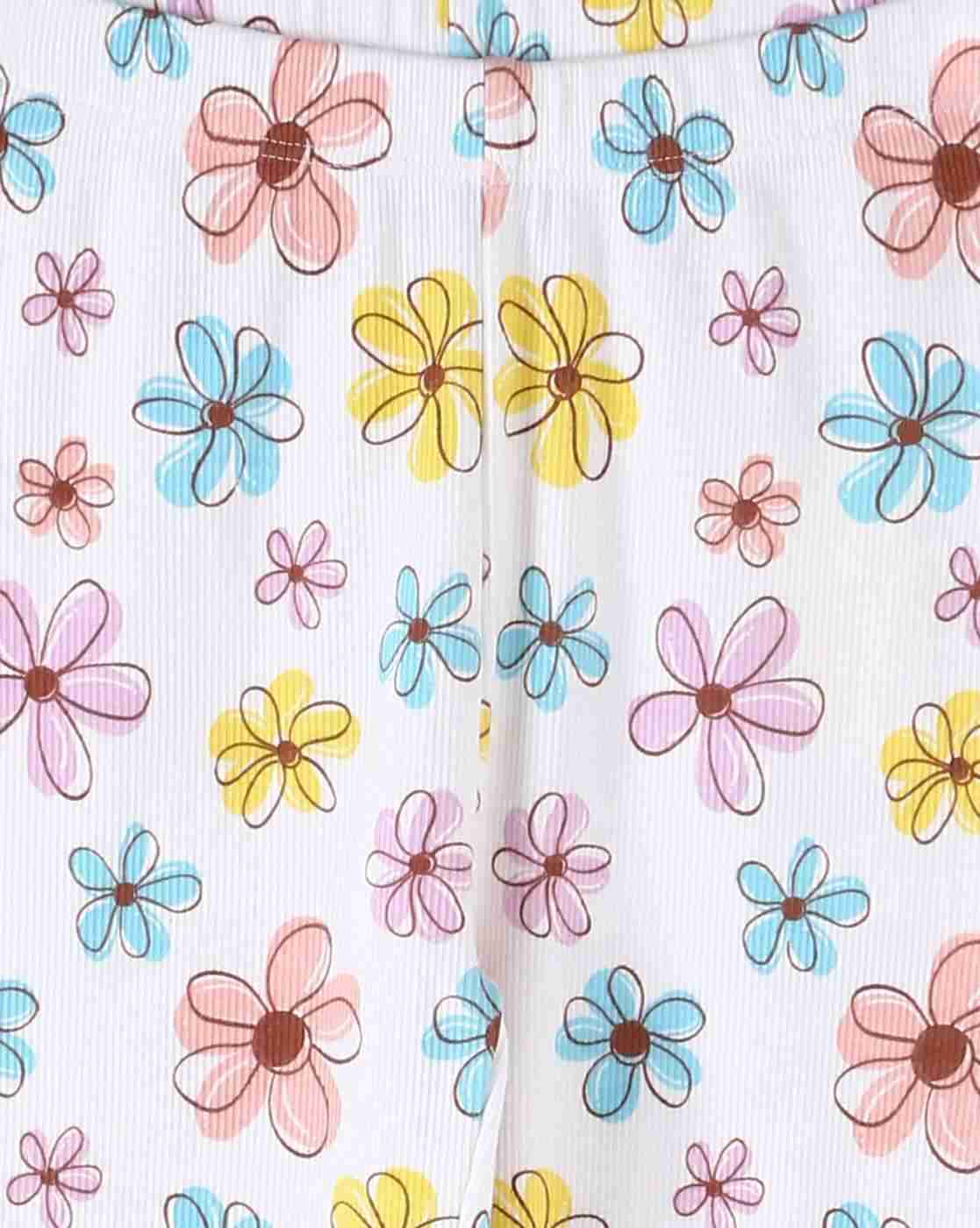 KG FRENDZ | Girls Floral Print Mid-Rise Leggings|2