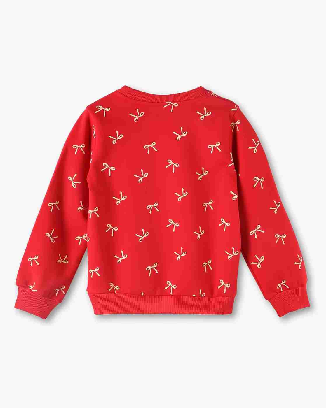 KG FRENDZ | Girls Bow Print Regular Fit Sweatshirt|1