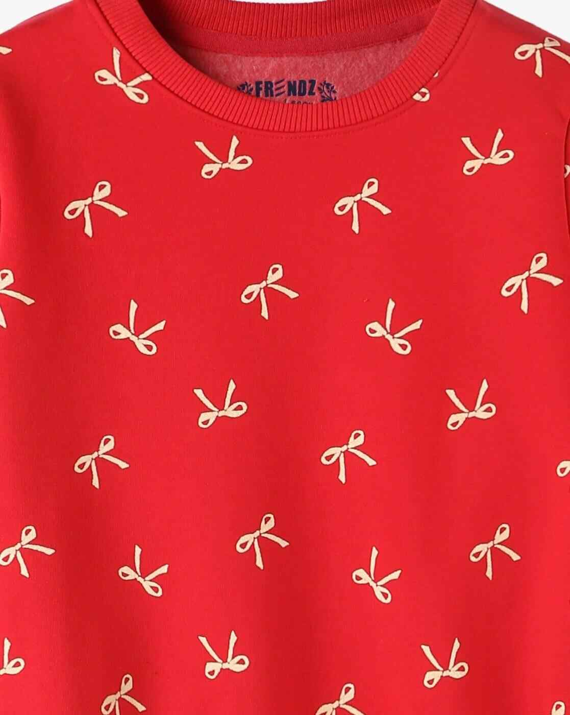 KG FRENDZ | Girls Bow Print Regular Fit Sweatshirt|2