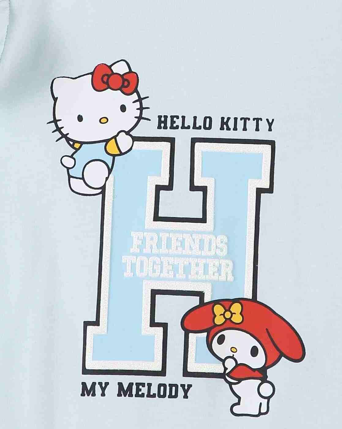 KG FRENDZ | Girls Hello Kitty Print Regular Fit Round-Neck T-Shirt|2