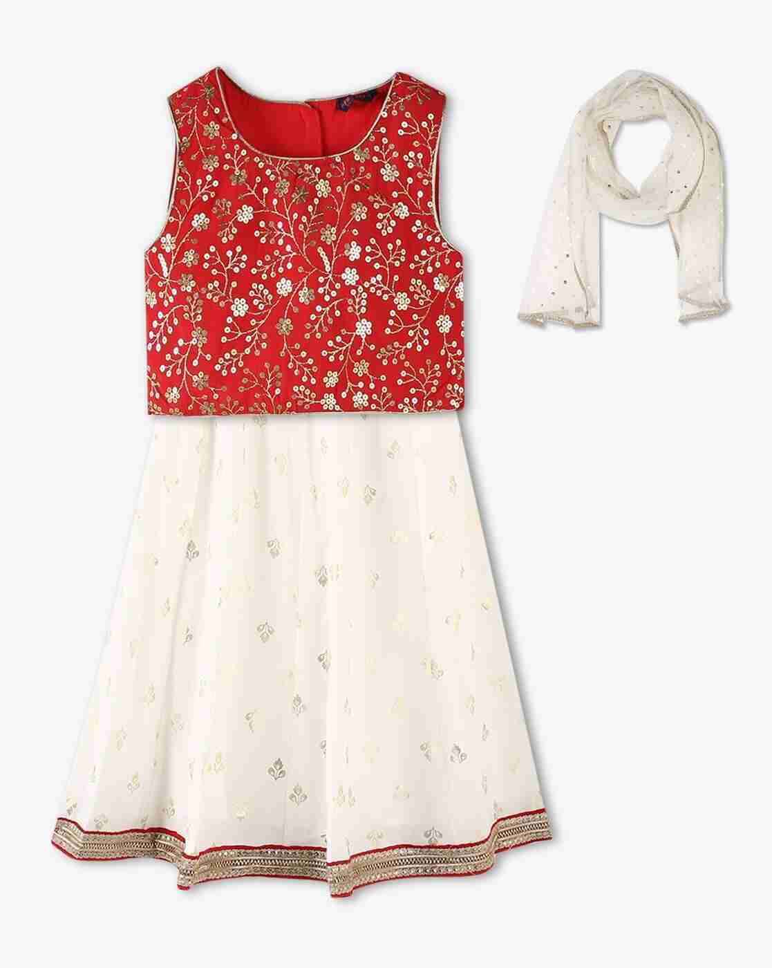 KG FRENDZ | Girls Foil Print Lehenga Choli with Dupatta|0