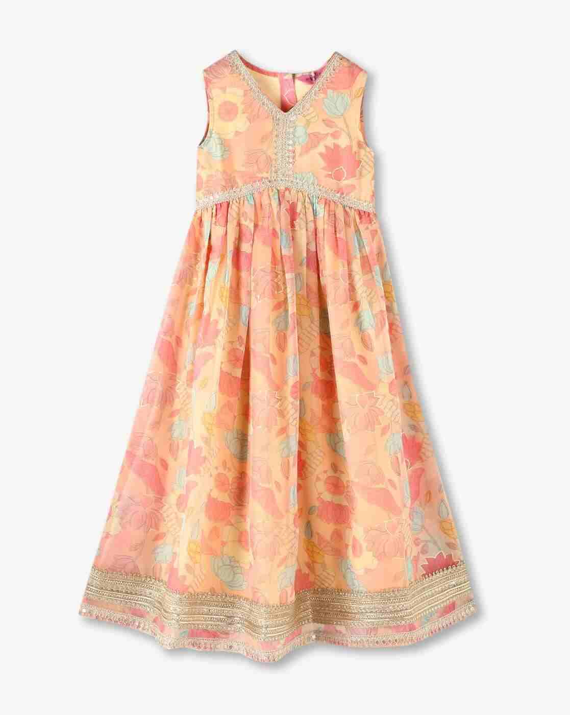 KG FRENDZ | Girls Floral Print Fit & Flare Dress|0