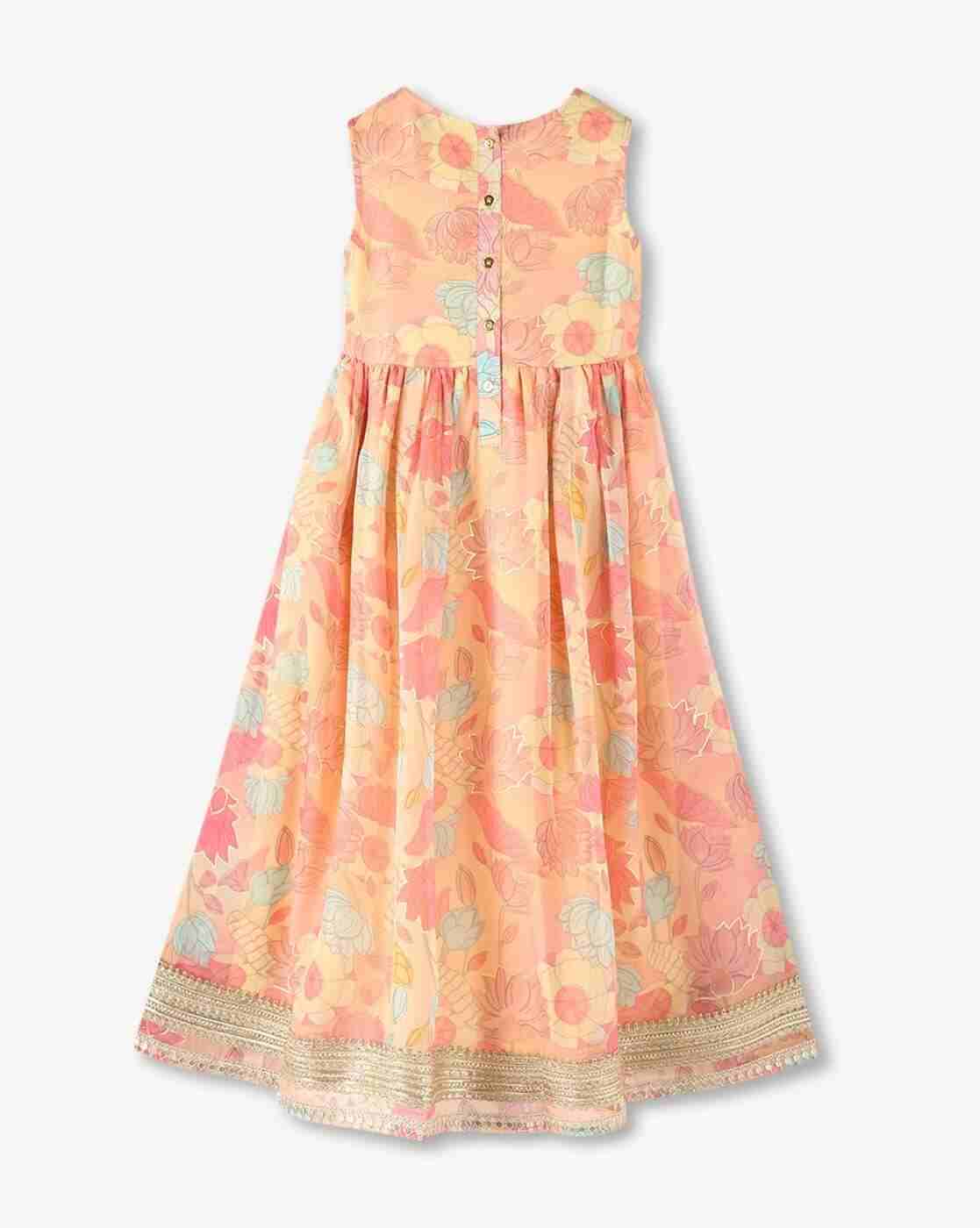 KG FRENDZ | Girls Floral Print Fit & Flare Dress|1