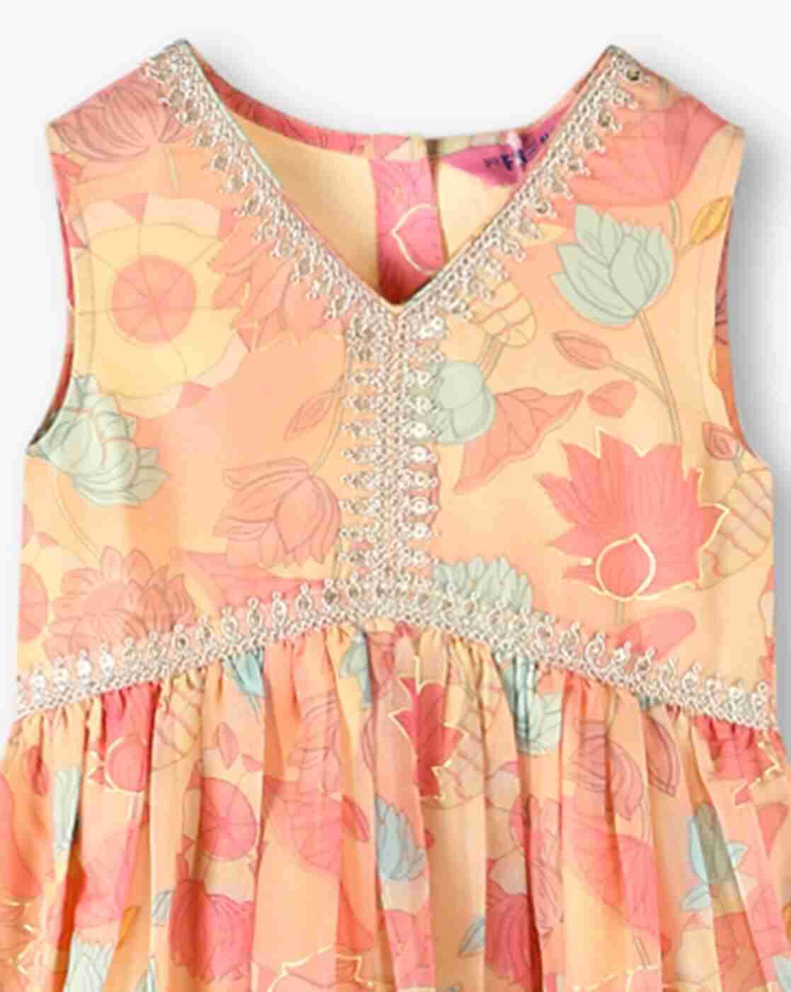 KG FRENDZ | Girls Floral Print Fit & Flare Dress|2